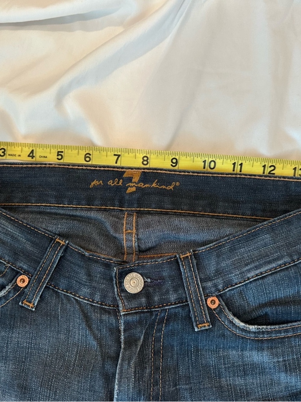 Vintage 7 For All Mankind Indigo Bootcut Jeans with Contrast Pocket Stitching - Picture 4 of 7